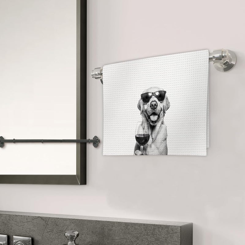 FIicy Labrador Retriever Gifts Wine Kitchen Towels, Gifts for Labrador Retriever Dog Wine Lovers Decorative Hand Dish Towel for Kitchen Home Bar, Funny LabradorDog Owners Home Bar Decor(16x24In) - Image 3